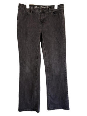 LL Bean Womens Favorite Fit Jeans Size 12 M/T Black Denim Straight Leg